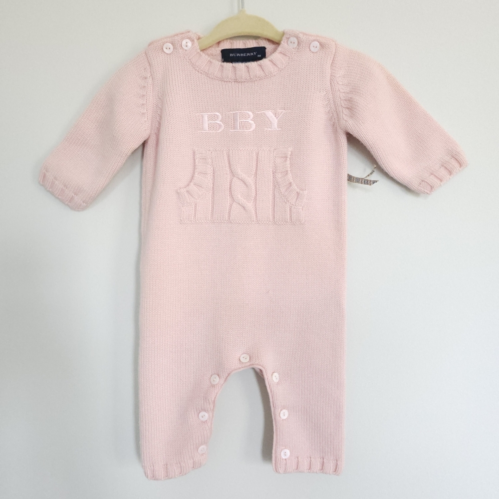 Burberry baby 100% wool pink romper jumpsuit
